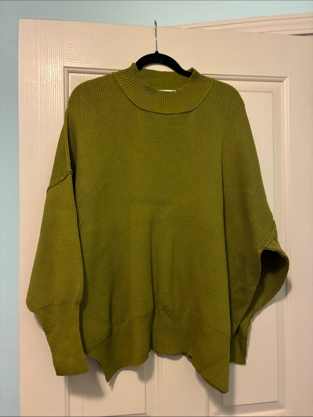Oversized Olive Ribbed Turtleneck Sweater